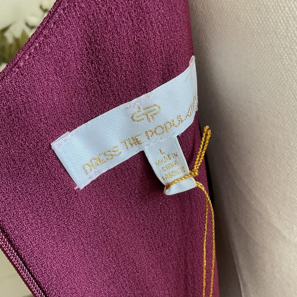 Dress The Population Iris Slit Crepe Gown Side Slit Burgundy LARGE NWT - Picture 9 of 14